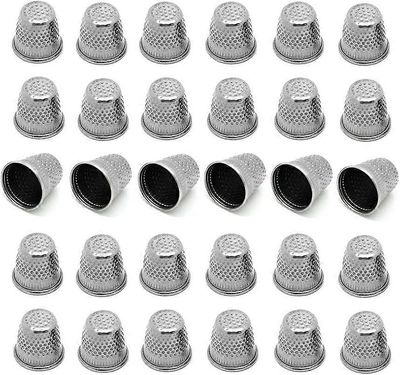 30PCs hopeansävyinen vintage DIY käsityöt metalli ompelu sormustimet, ompelu sormustimet (koko (noin): 19mm x 18mm)