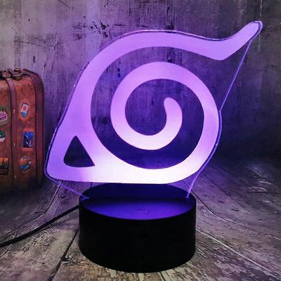 3D LED yövalo Naruto Konoha -logo värikäs yövalo lasten makuuhuoneeseen koristeellinen Naruto-valo viileä led touch kaukosäädin pöytävalaisin anime...