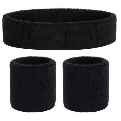 Sports Bomuld Sved-absorberende armbånd sort
