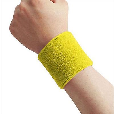 2pcs Hånd Band Sweat Wrist Support Brace Wraps Guards Gym Volleyball Basketball Bomuld Armbånd Sport Sweatband Sports Sikkerhed Gul