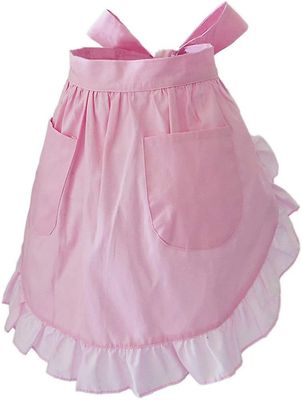 Xqday Talje forklæde Cute Retro Vintage Forklæde Madlavning Køkken Flæse Maid Forklæde med