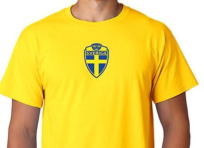 Highstreet Sverige logo gul t-shirt Sweden tröja i bomull XL