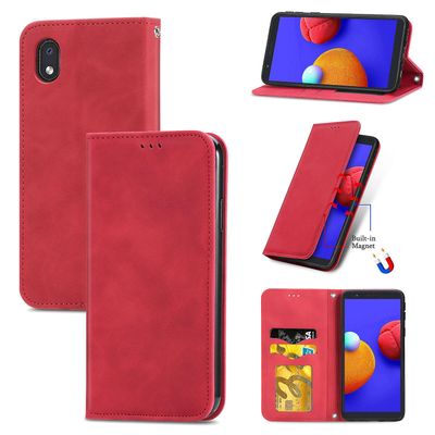Gangxun Sag til Samsung Galaxy M01 Core Magnetisk lukning Læder Tegnebog Cover Housse Etui Shockproof - Rød