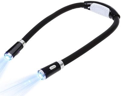 Led Håndfri læselampe hang på hals 4 Led Lamp perler, 4-trins tilstand, kan læses på sengen eller i bil (sort)