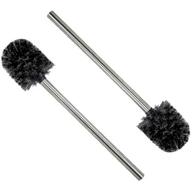 Barsinfi 2 stykker toiletbørste sort børstehoved med håndtag i rustfrit stål 2pcs