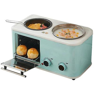 Trumsen 3 i 1 frokost maker brødbrødrister for smørbrød maker elektrisk mini ovn multifunksjonell pannekake maker stekepanne maskin Gresset grønt