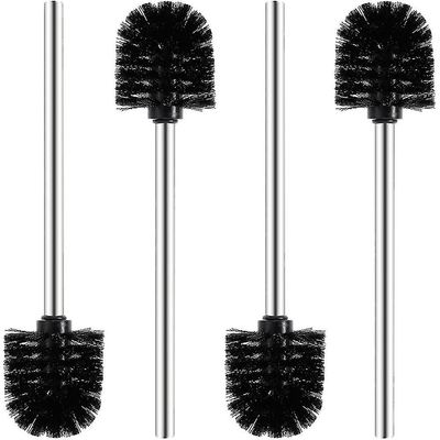 Barsinfi 2 stykker toiletbørste sort børstehoved med håndtag i rustfrit stål 4pcs