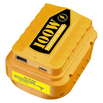 PD100W USB-laturisovitin Dewalt 20V 60V akulle tyypin C PD 3.0 100W (MAX) 1 USB QC3.0 nopea Yellow