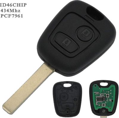 2023,komplett nøkkel med elektronikk som skal programmeres Plip Peugeot 107 207 307 407 106 206 306 406 Cit
