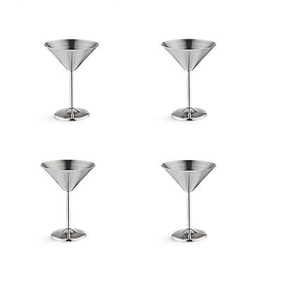 Ruostumattomasta teräksestä valmistetut Martini-lasit 4, 8 unssin metalliset cocktaillasit, särkymättömät, kestävät, peiliviimeistely hopea