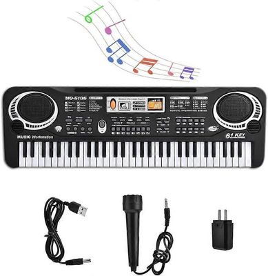 Lasten näppäimistö mikrofonilla, kannettava 61 koskettimen pianonäppäimistö digitaalinen piano lasten näppäimistö aloittelijoille elektroninen pian...