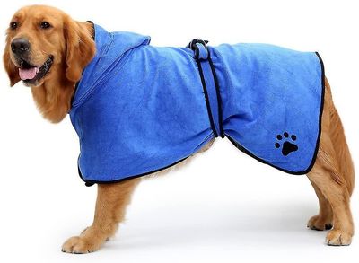 Hund badekåbe blød superabsorberende luksuriøst mikrofiber tørrehåndklæde Blå XL