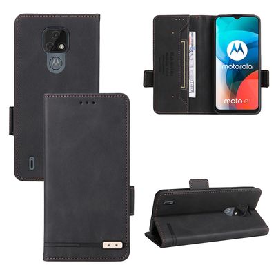 Gangxun Etui til Motorola Moto E7 læderetui folio flip med kreditkortspor Etui Coque Sort