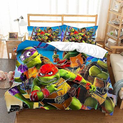 Clloio 2023 Teenage Mutant Ninja Turtles Ny film sengetøj sæt Dynebetræk Pudebetræk Sæt Børn Anime Værelse Indretning Tegneserie Quilt Cover Gave T...
