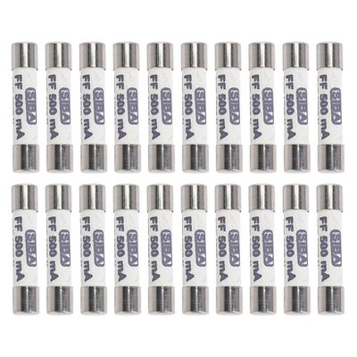 10X 1000V 500MA 6.3 x 32mm valkoinen keraaminen sulake yleismittarille Valkoinen hopea