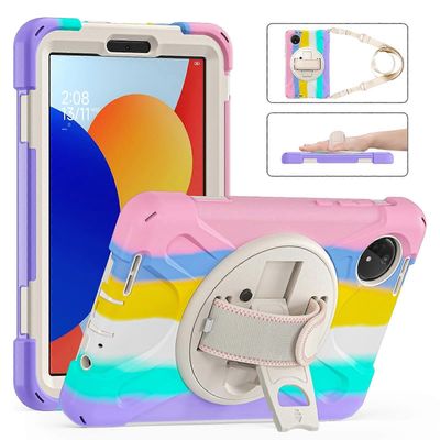 Pyörivä pidike silikoninen hybridi-PC-tablettikotelo olkahihnalla For Xiaomi Redmi Pad SE 8.7