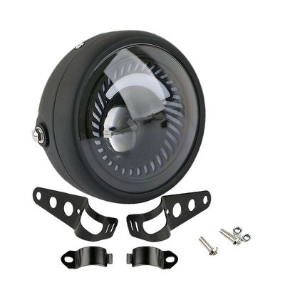 Motorsykkel Cafe Racer Bobber 6,5 tommers Led frontlys Spiral Hvit Side Mount Bracket