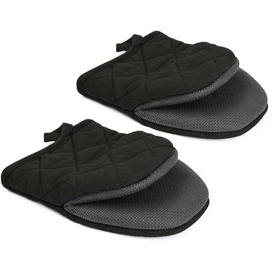 Oven Gloves 1 pari lyhyttä uunikintasta, lämmönkestävä silikonikeittiön miniuunin rukkaset 500 asteelle, liukumattomat pitopinnat Musta
