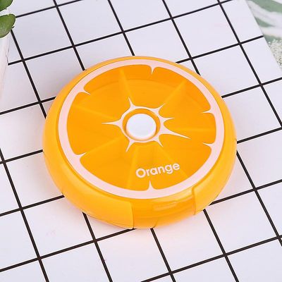 Creative kannettava mini 7 päivän viikoittainen pyöreän muotoinen pillerin säilytyskotelo Orange