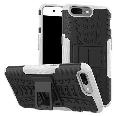 Shockproof rustning sag for oneplus 7t pro med støttefod all inclusive dække hvid rpc1559