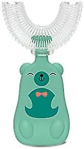 AIR 2 stk Kids U-formet tandbørste Food Grade Soft Silikone Brush Head (2 - 6 Bear-Green) Bjørnegrøn 2pcs