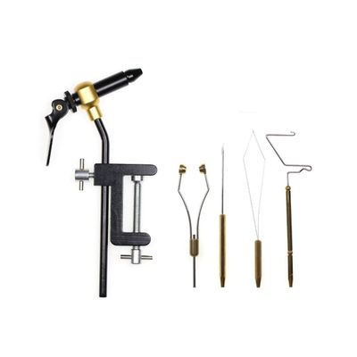 Fluebindingssæt med Bobbin-holder Tråder piskefinisher Tænger til Jig Bait Flying Hook Tilbehør Sort