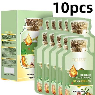 10kpl Natural Plant Hair Dye Bubble Uusi kasvitieteellinen pohja harmaalle hiusvärille Kuplaväri Tummanruskea
