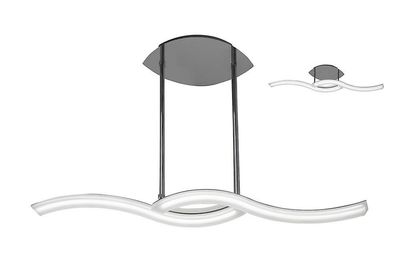 Inspired Lighting Teleskopiske Semi Flush Cabriolet Line 28W Led 3000K, 2800Lm, Poleret Chrome, Frosted Akryl
