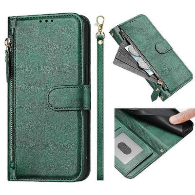 Foxdock Kääntökotelo Motorola Moto G54 5G vetoketjukortin pidikkeelle PU nahka magneettinen Vihreä