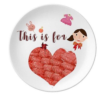 Bøf Rå Kød Mad Texture Datter Dessert Plate Dekorative Porcelæn 8 tommer Dinner Home