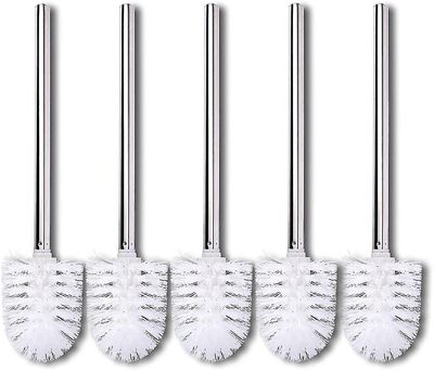Barsinfi 2 stykker toiletbørste sort børstehoved med håndtag i rustfrit stål Hvid 5pcs