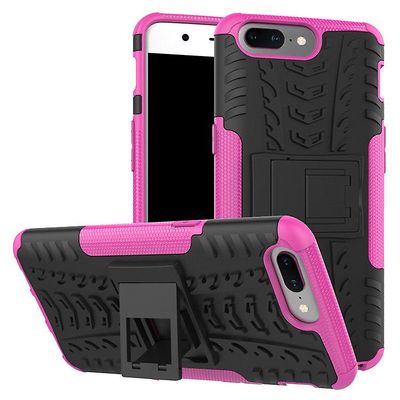 Stødsikker rustning sag for oneplus 8t med støttefod all inclusive dække pink rpc1524