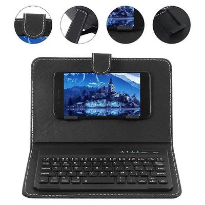 DESAFIONA Kannettava nahkainen langaton Bluetooth-näppäimistö iPhone Android-älypuhelimelle