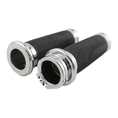 Motorsykkel håndtak 1 tommers 25mm styret grep gummi svart for Harley touring road king bobber cafe racer sølv