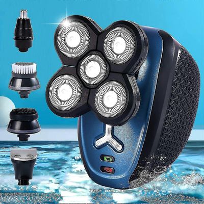 Pään parranajokone kalju miehille, 4 I N 1 Sähköiset parranajokoneet kaljulle pääjohdottomalle, vedenpitävä märkä kuiva mies 5 pään sähköinen parta...