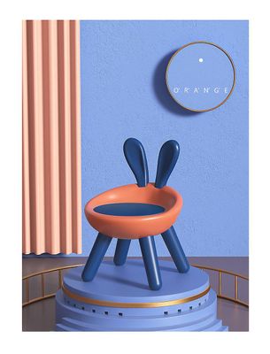 Handuo Kids Stole Ryglæn Stol Cute Bunny Chair Møbler til småbørn Børn ORANGE