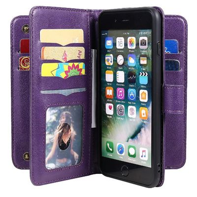 IPhone 6 Plus 5.5 tuumaa / 7 Plus 5.5 tuumaa / 8 Plus 5.5 tuumaa 10 korttipaikka matkapuhelimen kotelon jalustan kansi