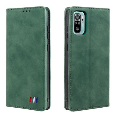 Etui til Xiaomi Redmi Note 10 4g Cover Magnetisk lukning Tegnebog Book Flip Folio Stand View Læder cover Stødsikker - Grøn