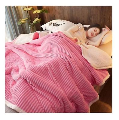 Handuo Tykt varmt tæppe quilt koral fleece tæppe flannel ark Pink 200*230cm