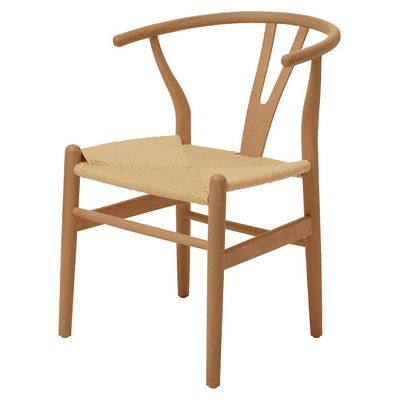 Fusion Living Wishbone Naturlig bøketre og hamp veve spisestol
