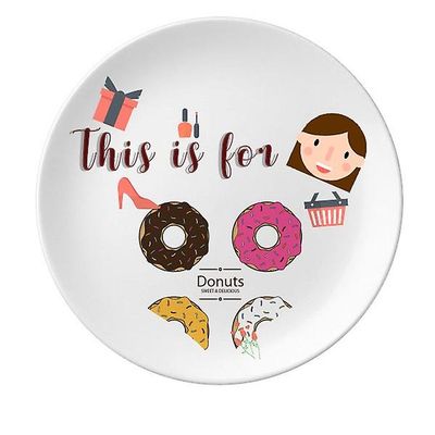 Fire Color Doughnut Dessert Sweet Food Mother Dessert Plate Dekorative Porcelæn 8 tommer Dinner Home