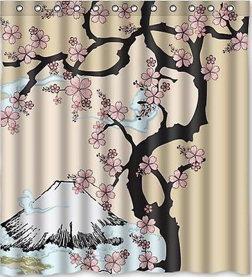 Abphqto Kaunis kirsikankukkapuu Japani Kirsikankukka Suihkuverho Vedenpitävä Suihkuverho 160x180 Cm C--14220