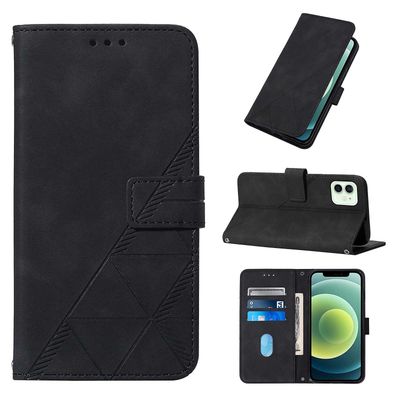 Gangxun Kompatibel med iphone 12 etui læder folio cover tegnebog magnetisk premium tui coque sort