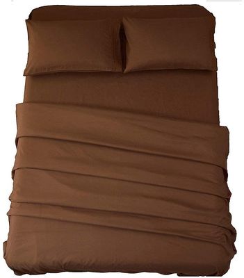 Linkrunning Sengelinned sæt Super Soft Microfiber 1800 Tråd tæller Luksus egyptiske lagner 16-tommer dyb lommeRynke-3 stykke (brun, tvilling) Brown...