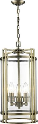 Inspired Lighting Eaton Loft Vedhæng Lantern 3 Lys Antik Messing, Glas