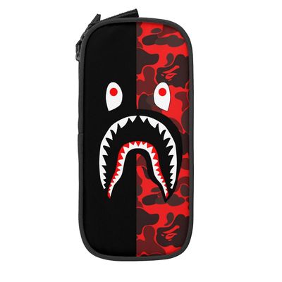 Bape Shark Camo suurikapasiteettinen penaali, suuri säilytyskynäpussi kynäkotelolaukku vetoketjulla, penaali koulukorkeakoulun opiskelijoiden toimi...