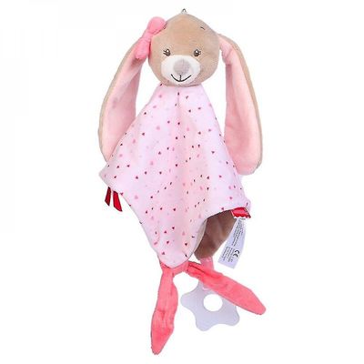 Qian Pink Animal Teether beroligende håndklæde dukke, Baby Hair Hot Legetøj