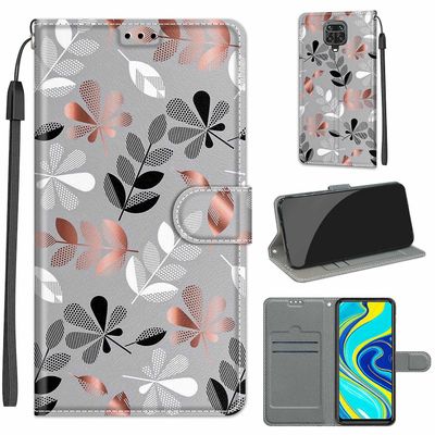 Foxdock Kompatibel med Xiaomi Redmi Note 9 Pro Grey leaves mobile taske