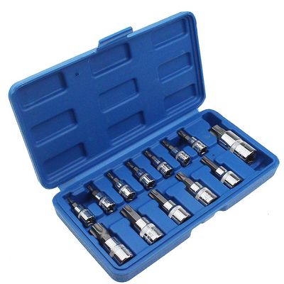 13pc Tamper Proof Torx Star Bit Socket Nuts Set 1/4 3/8 og 1/2" Drev T8 - T70