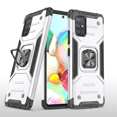 Shockproof rustning sag til Samsung A71 5g med støttefod all inclusive dække sølv rpc1443